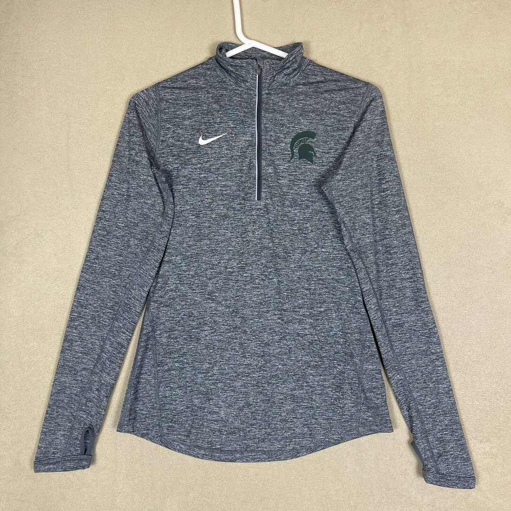 Nike Shirt Adult Small Gray Michigan State Spartans Dri-Fit Running Swoosh Mens
